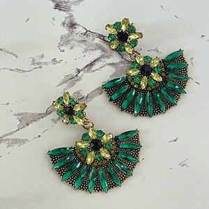 Zara dangle crystal spring crystal Green fashion trending stud earrings…